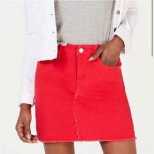 Dollhouse red stretch denim mini skirt. Size 3